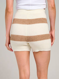 WOMEN'S ELASTIC WAIST COLORBLOCK STRIPE KNIT MINI SHORTS