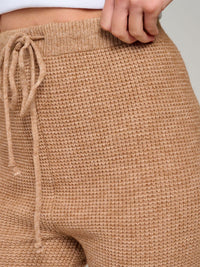 WOMEN'S ELASTIC WAIST SELF TIE KNIT MINI SHORTS