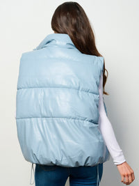 WOMEN'S SLEEVELESS ZIP UP FRONT POCKETS PUFFER PADDED VEST
