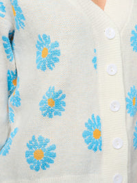 WOMEN'S LONG SLEEVE BUTTON UP FLORAL CARDIGAN SWEATER