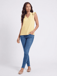 WOMEN'S RUFFLE SLEEVE V-NECK BLOUSE