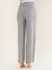 WOMEN'S ELASTIC WAIST KNIT WIDE LEG PANTS
