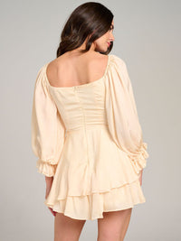 WOMEN'S 3/4 SLEEVE CUT OUT RUFFLE TIERED ROMPER