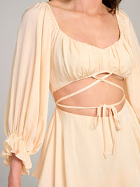 WOMEN'S 3/4 SLEEVE CUT OUT RUFFLE TIERED ROMPER