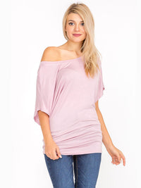 WOMEN'S SHORT SLEEVE OFF SHOULDER LOOSE FIT TUNIC TOP