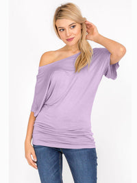WOMEN'S SHORT SLEEVE OFF SHOULDER LOOSE FIT TUNIC TOP