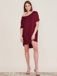 WOMEN'S SHORT SLEEVE OFF SHOULDER TUNIC MINI DRESS