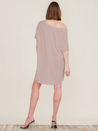 WOMEN'S SHORT SLEEVE OFF SHOULDER TUNIC MINI DRESS
