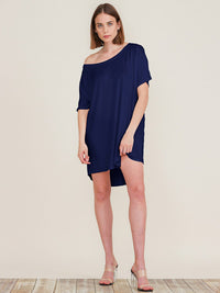 WOMEN'S SHORT SLEEVE OFF SHOULDER TUNIC MINI DRESS