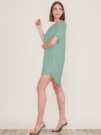 WOMEN'S SHORT SLEEVE OFF SHOULDER TUNIC MINI DRESS