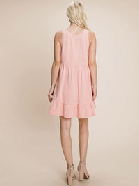 WOMEN'S SLEEVELESS RUFFLE BOTTOM HEM TUNIC MINI DRESS