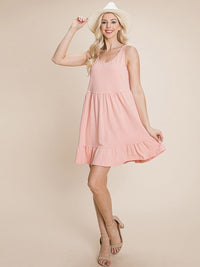 WOMEN'S SLEEVELESS RUFFLE BOTTOM HEM TUNIC MINI DRESS