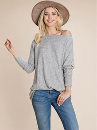 WOMEN'S LONG SLEEVE SOLID OVERSIZED TOP