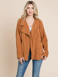 WOMEN'S LONG SLEEVE ZIPPER CLOSURE FRONT POCKETS JACKET