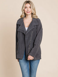 WOMEN'S LONG SLEEVE ZIPPER CLOSURE FRONT POCKETS JACKET