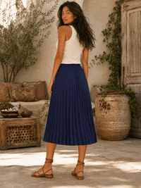 *****************WOMEN'S ELASTIC WAIST PLEATED FIT & FLARE MIDI SKIRT