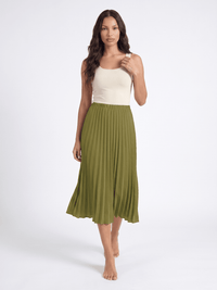 *****************WOMEN'S ELASTIC WAIST PLEATED FIT & FLARE MIDI SKIRT
