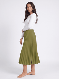 *****************WOMEN'S ELASTIC WAIST PLEATED FIT & FLARE MIDI SKIRT