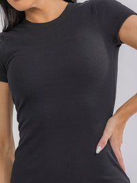 WOMEN'S SHORT SLEEVE RIBBED BODYCON MINI DRESS