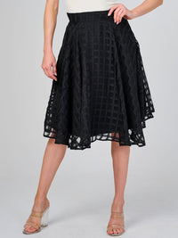 WOMEN'S ZIPPER CLOSURE LACE ORGANZE FIT & FLARE MINI SKIRT