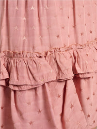 WOMEN'S ELASTIC WAIST TIERED RUFFLE STARS PRINT MINI SKIRT