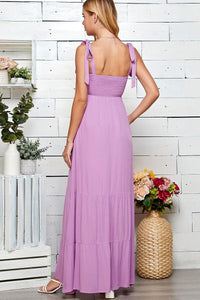 WOMEN'S SLEEVELESS TIERED SMOCK MAXI DRESS