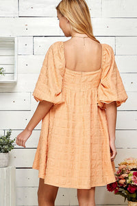 WOMEN'S SHORT SLEEVE SQUARE NECK FRONT POCKETS TUNIC MINI DRESS