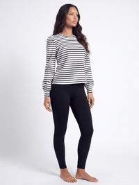 WOMEN'S LONG PUFF SLEEVE COLORBLOCK STRIPES BLOUSE