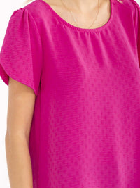 WOMEN'S SHORT SLEEVE HIGH-LOW DETAILED BLOUSE