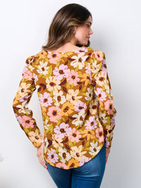 WOMEN'S LONG SLEEVE FLORAL BLOUSE TOP