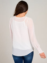 WOMEN'S LONG SLEEVE SWISS DETAILED BLOUSE