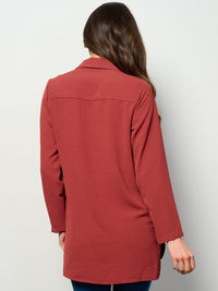 WOMEN'S LONG SLEEVE BUTTON UP FRONT POCKET BLOUSE TOP