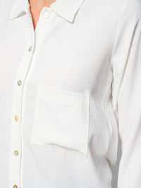 WOMEN'S LONG SLEEVE BUTTON UP FRONT POCKET BLOUSE TOP