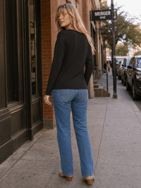 WOMEN'S LONG SLEEVE RIBBED SOLID TOP