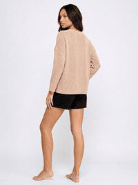 WOMEN'S LONG SLEEVE FRONT POCKET RIBBED TOP