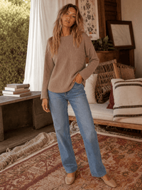 ******************WOMEN'S LONG SLEEVE FRONT POCKET RIBBED TOP