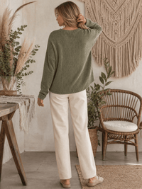 ******************WOMEN'S LONG SLEEVE FRONT POCKET RIBBED TOP