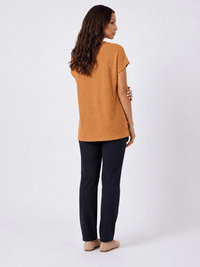 WOMEN'S SHORT SLEEVE FRONT POCKET RIBBED TOP