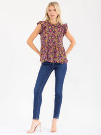 WOMEN'S SHORT SLEEVE LOOSE FIT FLORAL TOP