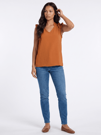 ***************WOMEN'S RUFFLE SLEEVE V-NECK BLOUSE