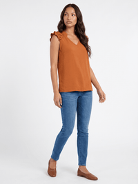 ***************WOMEN'S RUFFLE SLEEVE V-NECK BLOUSE