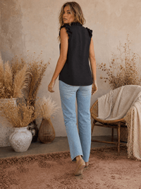 ***************WOMEN'S RUFFLE SLEEVE V-NECK BLOUSE