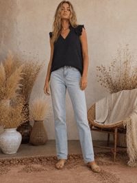 ***************WOMEN'S RUFFLE SLEEVE V-NECK BLOUSE