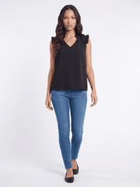 ***************WOMEN'S RUFFLE SLEEVE V-NECK BLOUSE