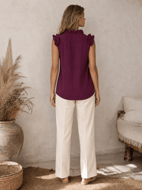 ***************WOMEN'S RUFFLE SLEEVE V-NECK BLOUSE