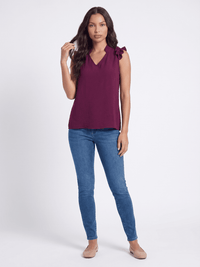 ***************WOMEN'S RUFFLE SLEEVE V-NECK BLOUSE