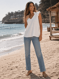 ***************WOMEN'S RUFFLE SLEEVE V-NECK BLOUSE