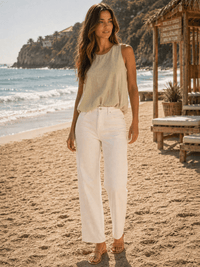 WOMEN'S SLEEVELESS BUBBLE BOTTOM HEM TOP