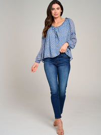 WOMEN'S LONG SLEEVE V-NECK FLORAL BLOUSE