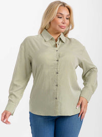 PLUS SIZE LONG SLEEVES BUTTON UP HIGH-LOW PLAID SHIRT